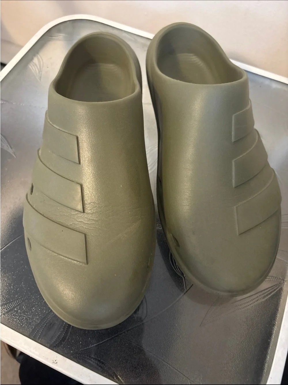 adidas Olive Green Slip-On Clogs men 10 USA